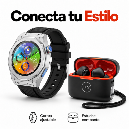 Reloj Smartwatch AMOLED + Audífonos Bluetooth Portatil T-940/F-280
