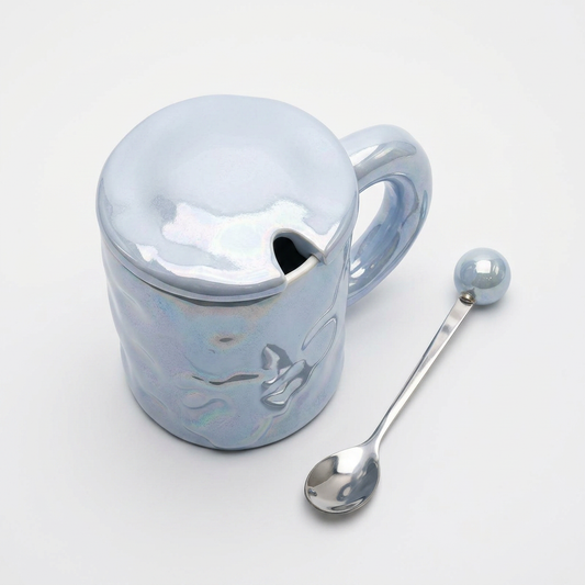 Taza Cilíndrica Tapa con Cuchara Bola C&L-1120 Elegante, Práctica y Decorativa