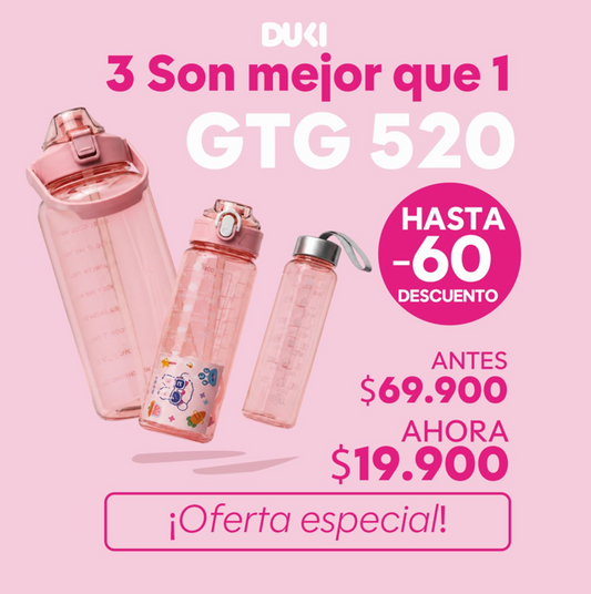 Set Botellas Motivacionales GTG-520 Hidratación Para Todo Tu Día