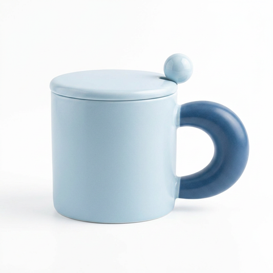 Taza Cilíndrica Colores Pastel con Cuchara C&L-1130 Moderna, Suave y Funcional