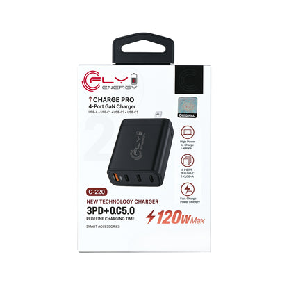 Estación de Carga C-220 GaN 120W USB-A + 3 USB-C