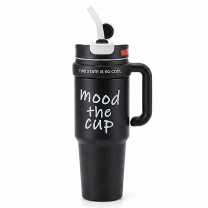 Termo GTG-140 Acero Inoxidable con Asa y Pitillo Estilo Mood Cup para Llevar