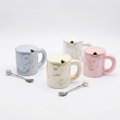 Taza Cilíndrica Tapa con Cuchara Bola C&L-1120 Elegante, Práctica y Decorativa