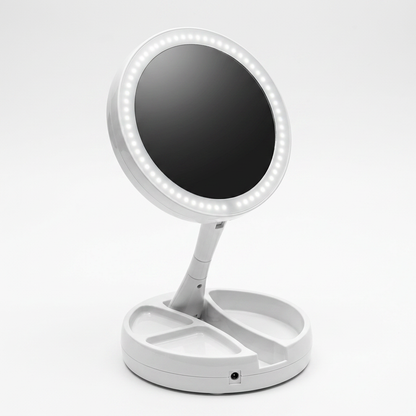 Espejo de Mesa LED Redondo con Base DEC-060  Iluminado, Práctico y Organizador