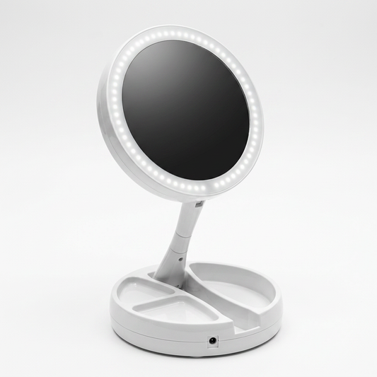 Espejo de Mesa LED Redondo con Base DEC-060  Iluminado, Práctico y Organizador