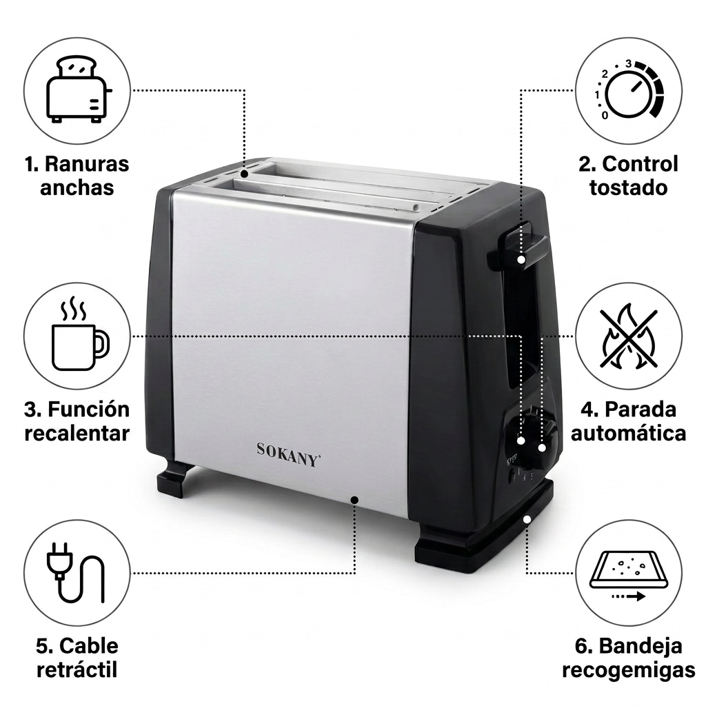 Cafetera Sokany 12 Tazas + Tostadora Eléctrica de 2 Rebanadas