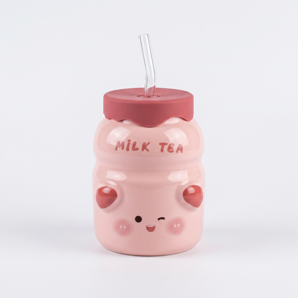 Vaso Cerámica Diseño Milk Tea CYL-1040  Tierno, Decorativo y Funcional
