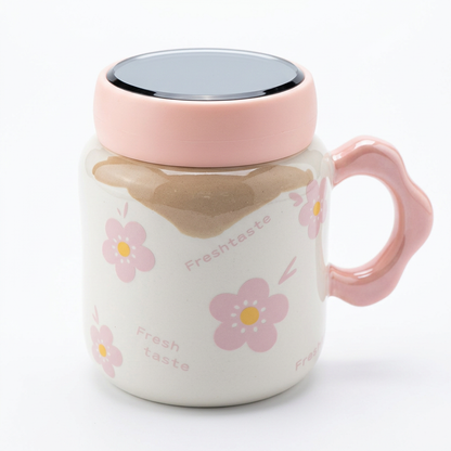 Taza Cerámica Diseño Flores CYL-1080  Dulce, Decorativa y Práctica