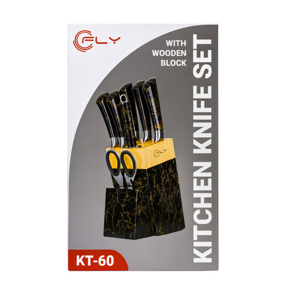 Set de Cuchillos KT-60 Premium con Soporte en Madera