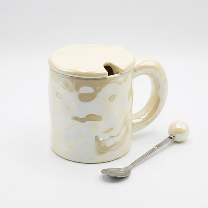 Taza Cilíndrica Tapa con Cuchara Bola C&L-1120 Elegante, Práctica y Decorativa