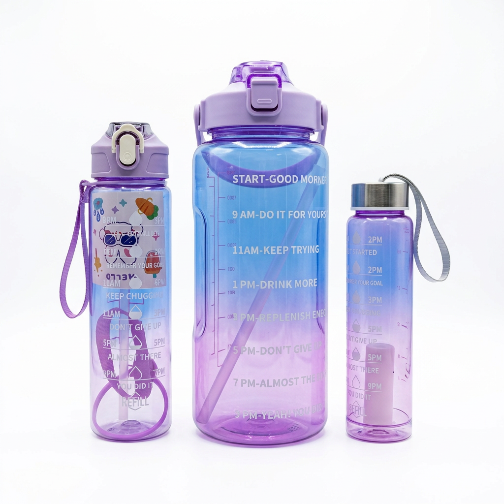 Set Botellas Motivacionales GTG-520 Hidratación Para Todo Tu Día