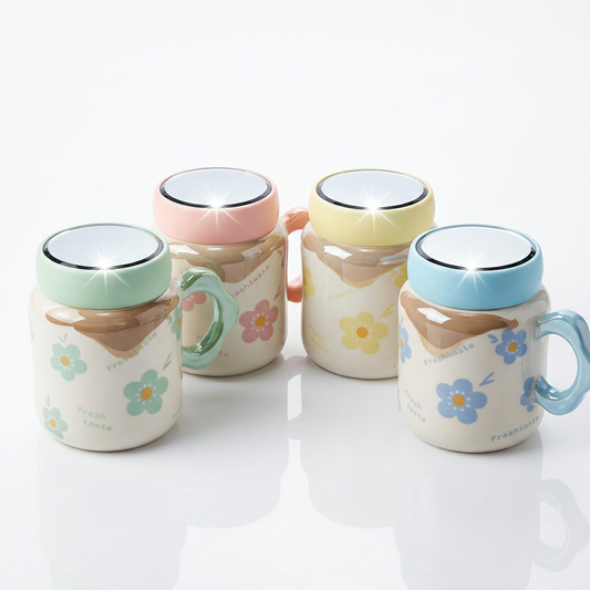 Taza Cerámica Diseño Flores CYL-1080  Dulce, Decorativa y Práctica