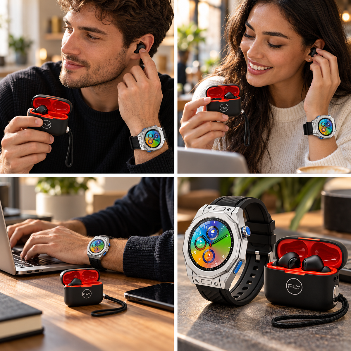 Reloj Smartwatch AMOLED + Audífonos Bluetooth Portatil T-940/F-280