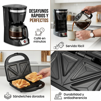 Cafetera Sokany 12 Tazas + Sanduchera Sokany 800w