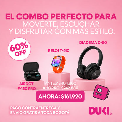 Combo Tech Pro 3 en 1: Diadema + Smartwatch + Airdots - DUKI, vista 1 de 5