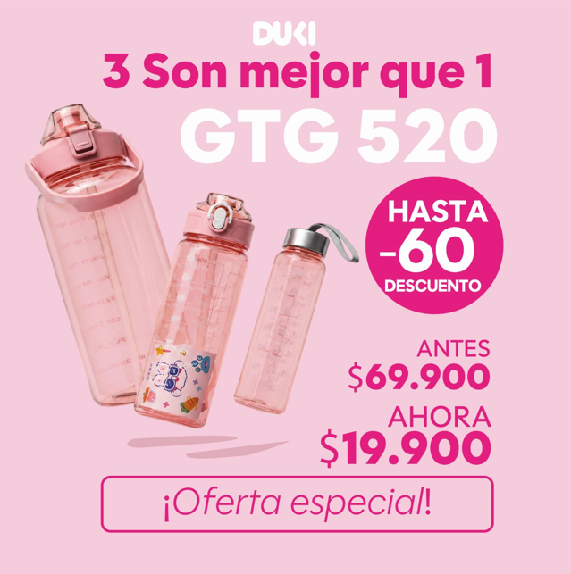Set Botellas Motivacionales GTG-520 Hidratación Para Todo Tu Día