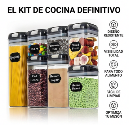 Organizador Escurridor de Platos Para Cocina + Set de 6 Recipientes Organizadores Hermeticos Para Alimentos
