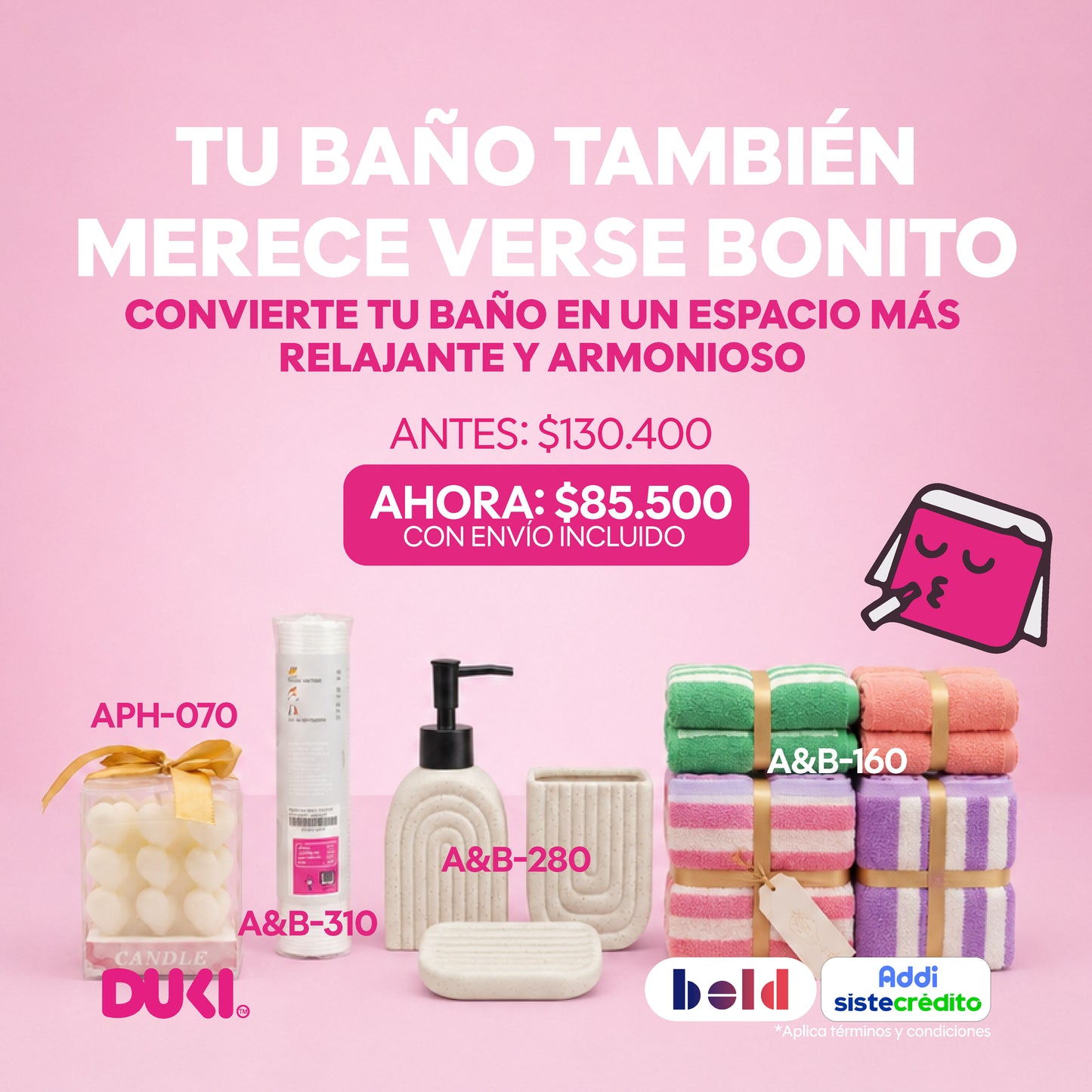 Kit Dispensador de Jabón A&B-280 Organización Elegante para tu Baño