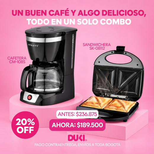 Cafetera Sokany 12 Tazas + Sanduchera Sokany 800w