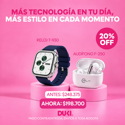 Smartwatch Reloj Inteligente Pantalla AMOLED + Audífono Inalámbrico Bluetooth