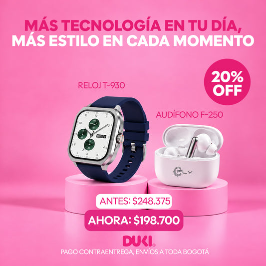 Smartwatch Reloj Inteligente Pantalla AMOLED + Audífono Inalámbrico Bluetooth