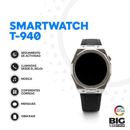 Reloj Inteligente T-940 AMOLED 1.52” – Diseño Deportivo