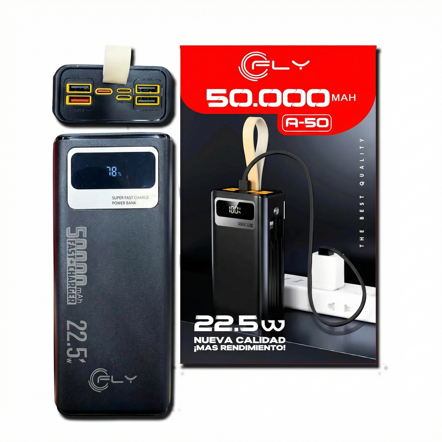Power Bank A-50 50.000 mAh Alta Capacidad y Carga Rápida 22.5W