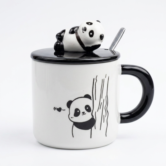 Taza Panda con Figura 3D en Tapa CYL-1100 Tierna, Divertida y Funcional