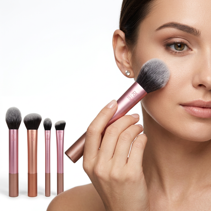 Set 5 Brochas Face Essentials ACP-090  Suaves, Prácticas y Profesionales