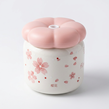 Taza Cerámica Tapa Flor CYL-1070 Delicada, Decorativa y Funcional