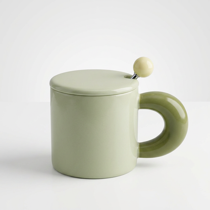 Taza Cilíndrica Colores Pastel con Cuchara C&L-1130 Moderna, Suave y Funcional
