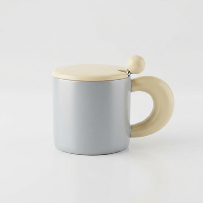 Taza Cilíndrica Colores Pastel con Cuchara C&L-1130 Moderna, Suave y Funcional