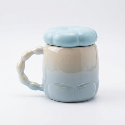 Taza Cerámica Degradado Tapa Flor CYL-1090 Elegante, Suave y Decorativa