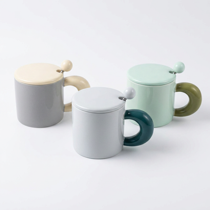 Taza Cilíndrica Colores Pastel con Cuchara C&L-1130 Moderna, Suave y Funcional